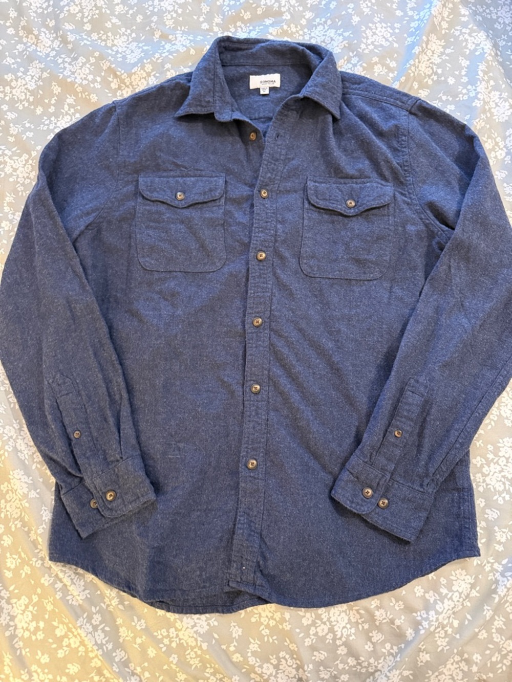 Sonoma Men’s Navy Blue Long-Sleeve Button-Down Shirt